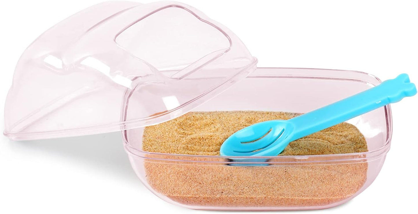 BUCATSTATE Hamster Dust Bath Container Hamster Sand Bath Kit Small Animal Toilet Cage Accessories for Gerbil, Syrian Hamster, Mouse, Rat (Pink, Medium)