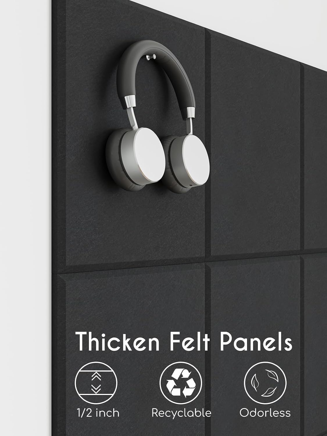 Thick Felt Pin Board Tiles 24 Pack, 11.8x11.8 Bulletin Board for Wall