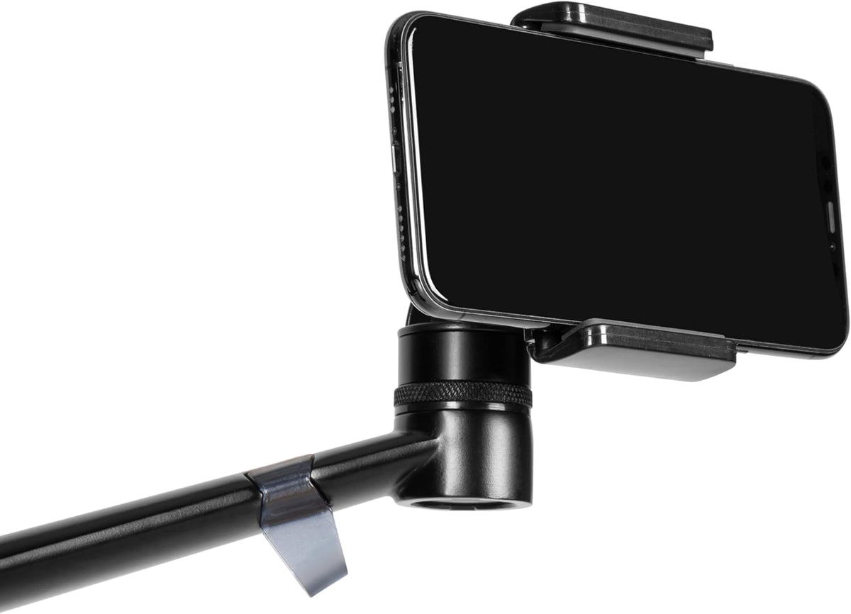 Gator Frameworks 5-in-1 Mobile Content Creator Streaming Stand with Wheeled Tripod Base – Includes Smartphone, Tablet, Laptop Clamps, Ring Light, and More! (GFW-STREAMSTAND-W)