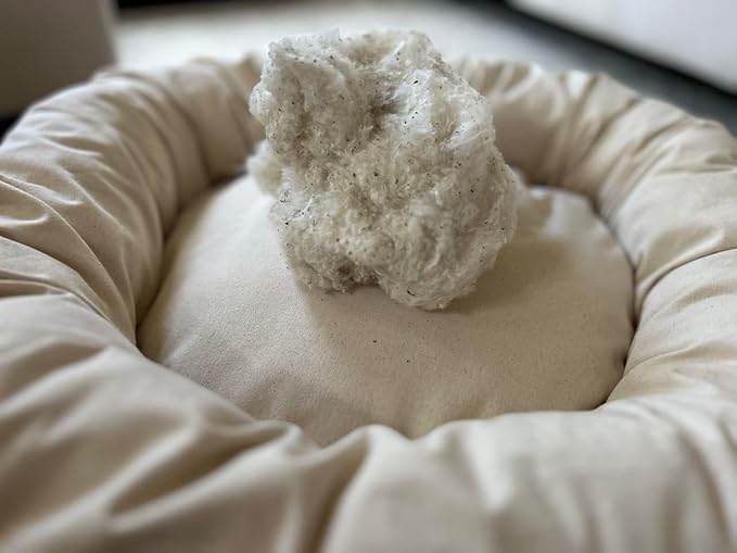 Organic Cotton Canvas Dog Bed: Removable Cover, Natural Fill - Made in USA (Natural, Large 35" x 8" inches)