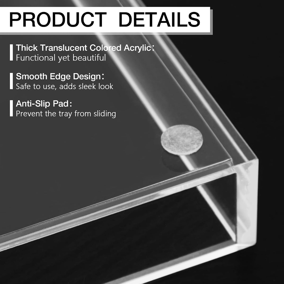 Clear Acrylic Tray 5mm Thicken 3 Pack for Vanity Makeup, Perfume, Jewelry Holder, Napkin,Decorative Serving Tray for Bathroom, Toilet Tank, Sink Countertop,Dresser, Coffee Table, L+M+S