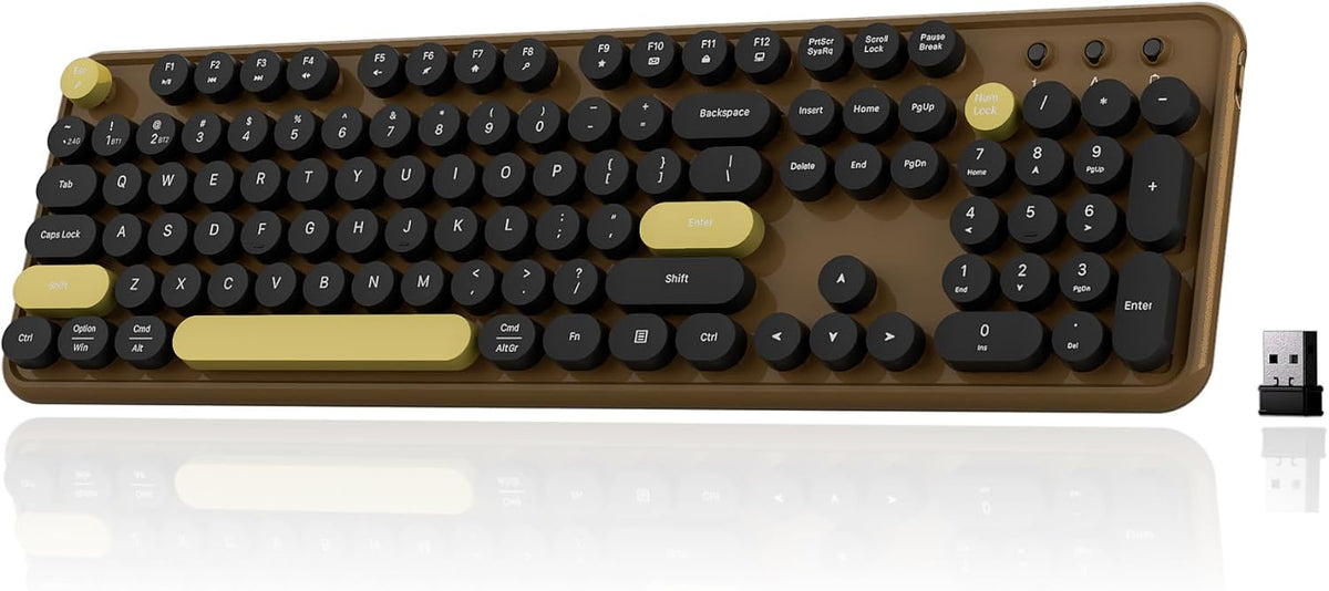 Colorful Wireless Bluetooth Keyboard (Coffee Black)