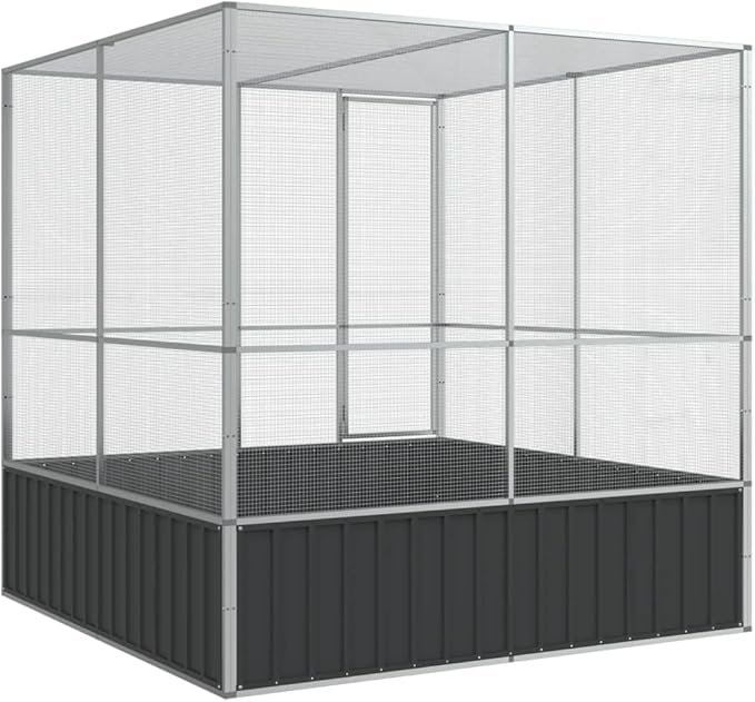 Large Bird Aviary, Outdoor Galvanized Steel Bird Cage, Galvanized Steel Outdoor Bird Aviary, Mesh Fence Bird House for Parrot, Parakeet, Dove, Cockatiel, 83.1"x81.5"x83.5"