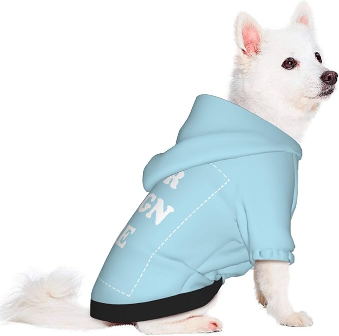 Personalized Dog Hoodie, Custom Dog Costumes for Small Dogs, Holiday Happy Dog Clothes Football Pet Shirt Sweater with Name Number for Girl/Boy Cats/Kitten, LightBlue, XXS