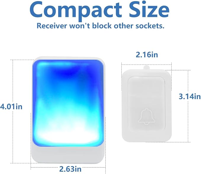 Loud Flash Doorbell with 7 Colors of Bright Light and 4 Volumes, Wireless