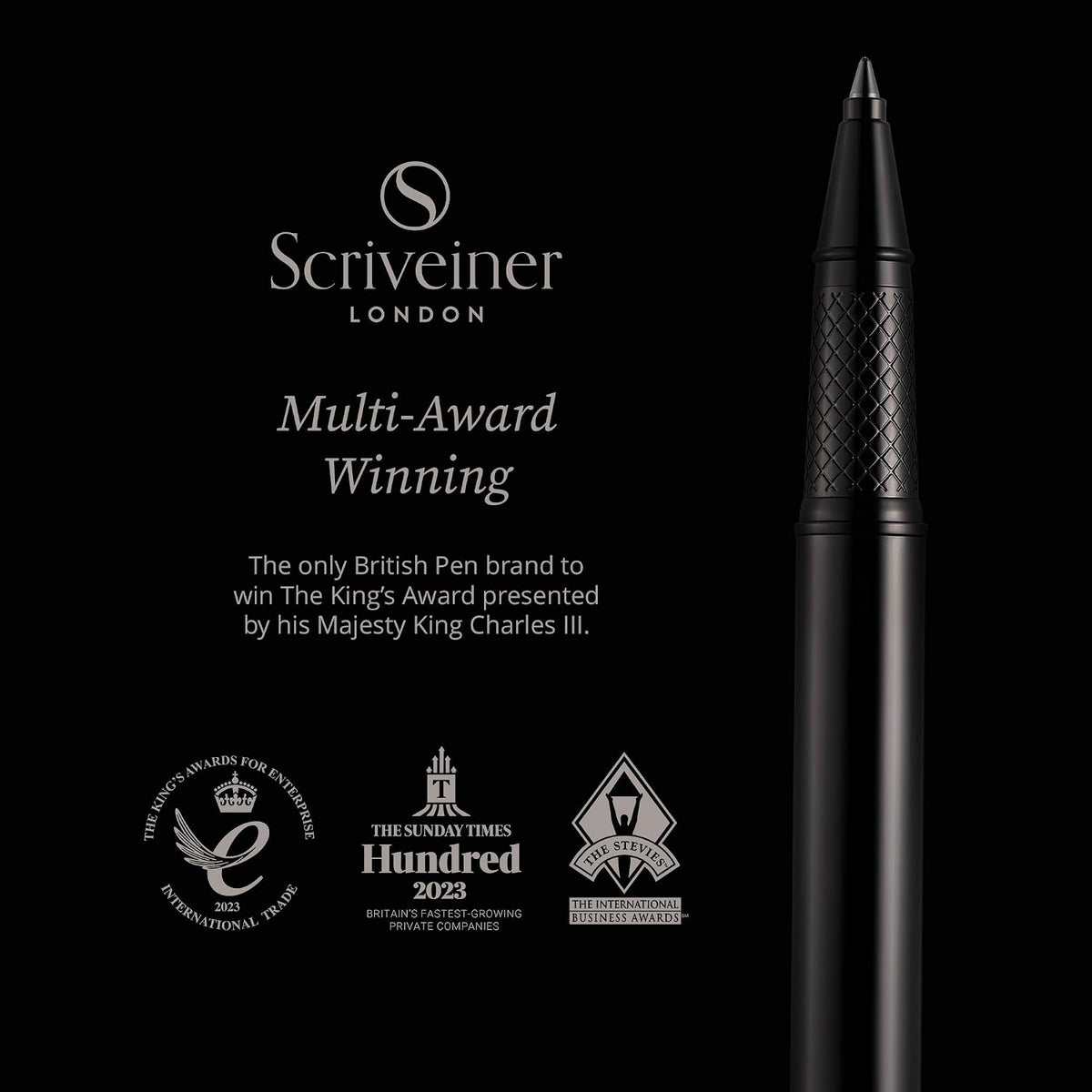 Scriveiner Gun-Metal Rollerball Pen - Stunning Luxury Pen, Schmidt Ink Refill, Best Roller Ball Gift Set for Men & Women, Professional, Executive Office, Nice Pens