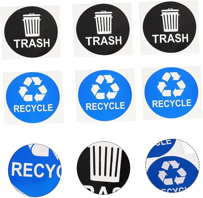 Tofficu 8pcs Hanging Trash Can Stickers Garbage Recycling Decals Material