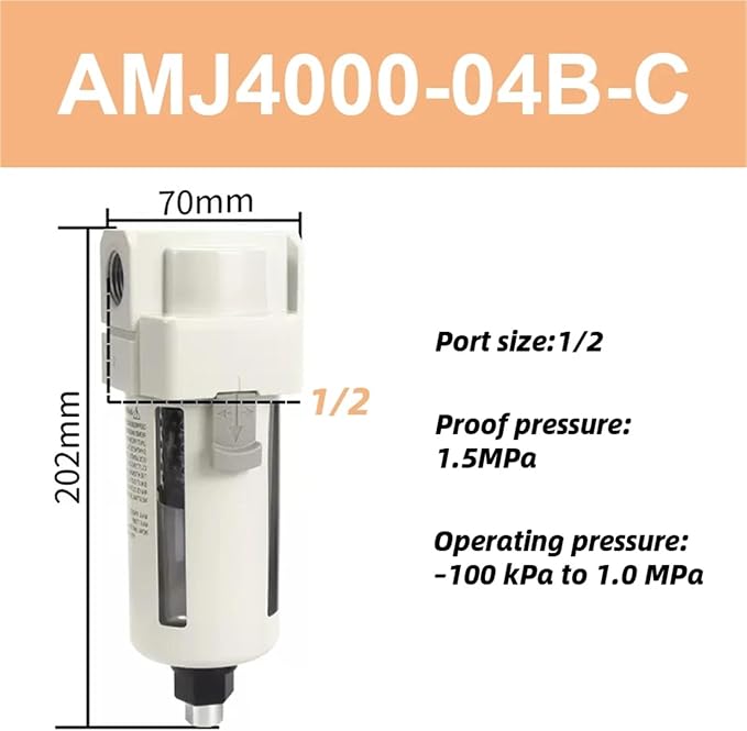 1pc Vacuum Water Droplet Separator Vacuum Pipeline Filter Negative Pressure