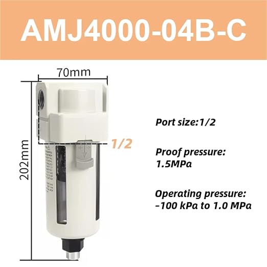 Vacuum Water Droplet Separator Pipeline Filter Negative Pressure Element AMJ