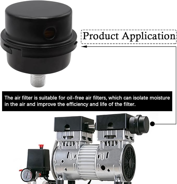 2 pcs 3/8" Thread Air Compressor Silencer, Air Compressor Intake Filter Sound