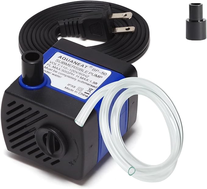 AQUANEAT Small Fountain Pump, 50 GPH Mini Submersible Water Pump
