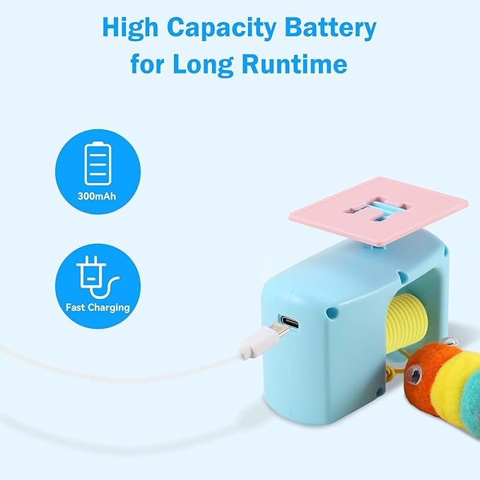 Automatic Cat Toy Interactive String Feather Toy USB-C Rechargeable