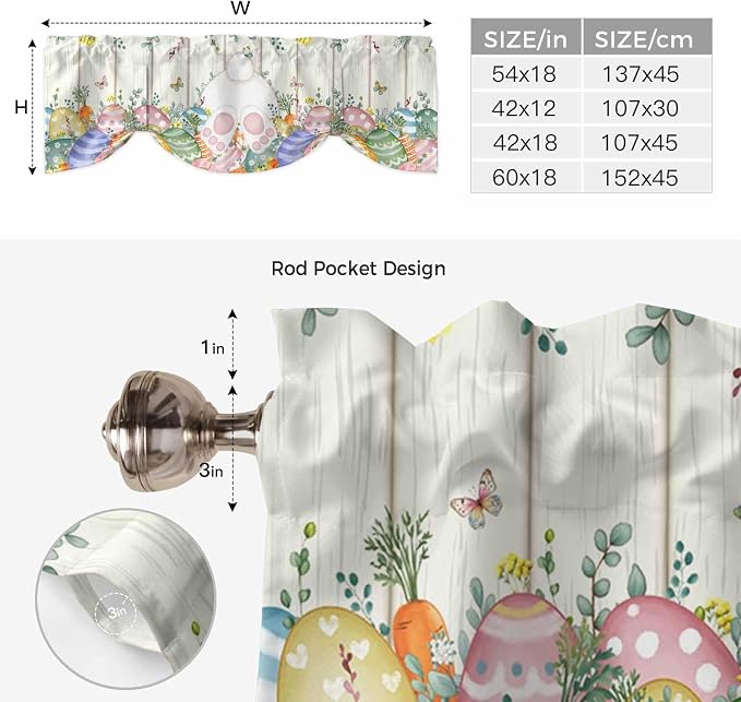 Easter Tie Up Valance Curtains for Windows, Kitchen Curtains Window Shades