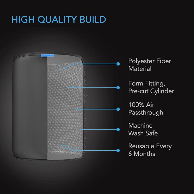 AC Infinity Pre-Filter Cloth 8”, Replacement Inline Filter Sleeve 2-Pack
