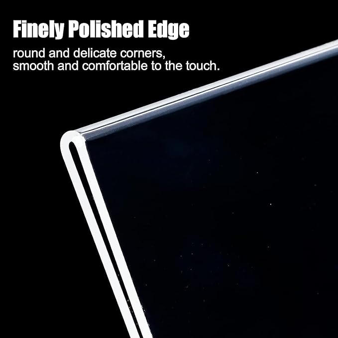 3 pack 8.5x11 Acrylic Sign Holder for Picture Frames, L Shape Clear Plastic, Plastic Sign Holder,Menu Holder, Unbreakable Table Sign Holder for Restaurant, Office, School, Store and Home Use