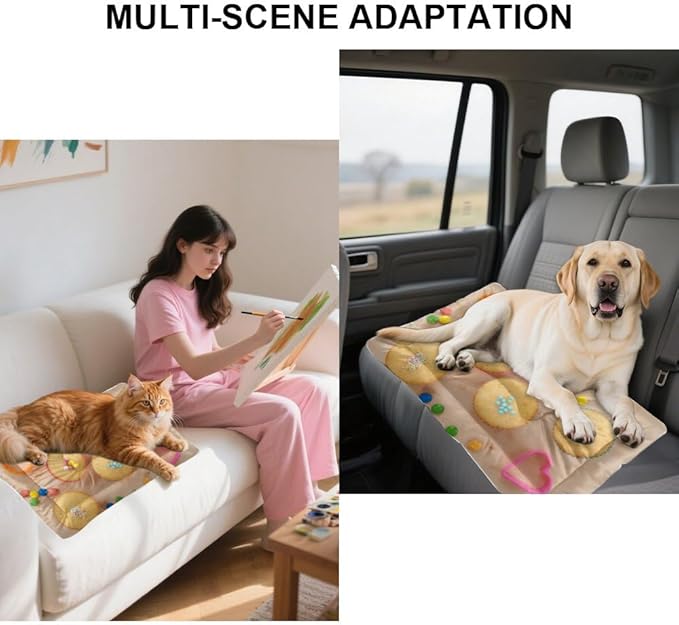 Christmas Muffins Pet Mat Bed Non Slip Waterproof Bottom Flat Cat Bed Chew Proof Dog Mats Washable Dog Car Pad Multi Scenario Pet Winter Supplies 24× 18 Inch