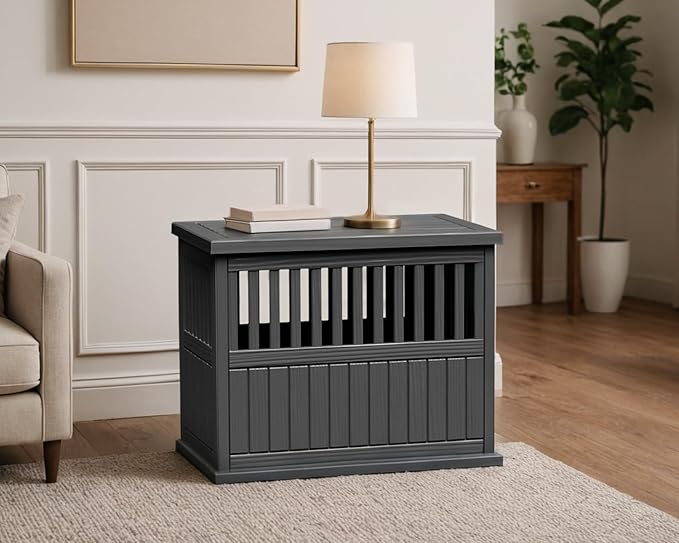 Dog Crate Furniture Resin Material Indoor Dog Kennel Easy Care Lockable Gate Small Size