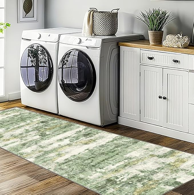 2x10 Runner Rug Non-Slip，Modern Abstract 10ft Washable Runner Rugs