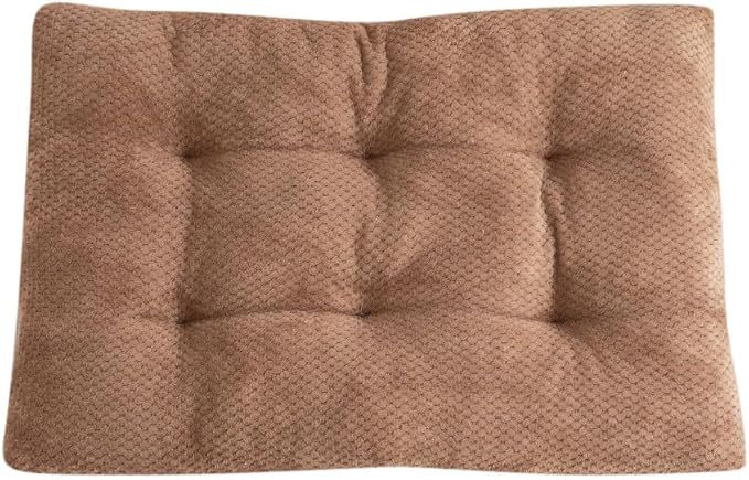 Washable Dog Bed for Large Breeds, Extra Cushioned Crate Mattress with Removable Fluffy Cover, Non-Slip Orthopedic Pet Pad, Machine Washable Kennel Mat(Khaki,M)