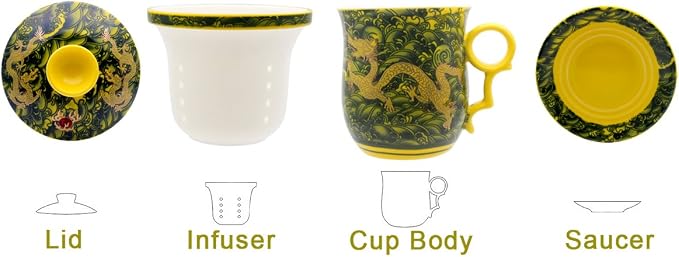Porcelain Tea Cup with Infuser Lid and Saucer Sets