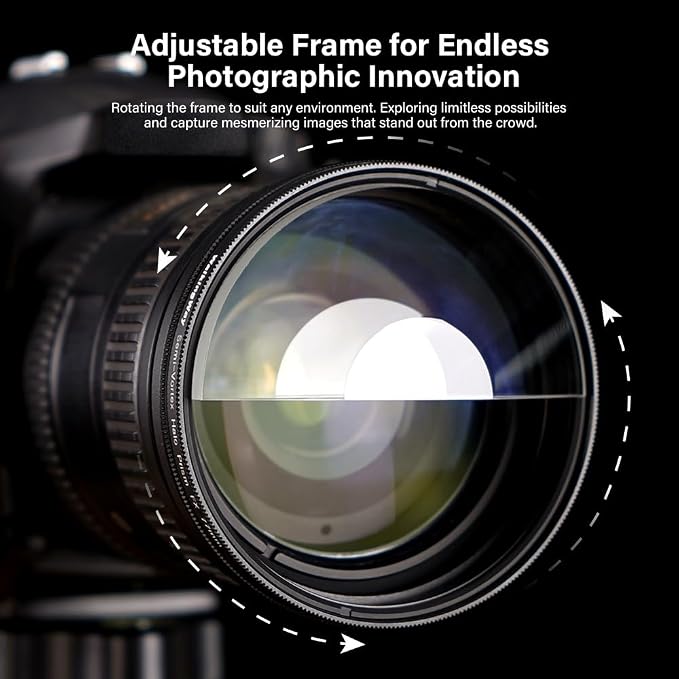 Walking Way 82mm Split Halo FX Prism Lens Filter, Rotating Half-Frame Blur &