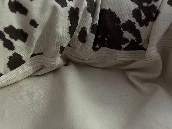 Organic Cotton Canvas Dog Bed: Removable Cover, Natural Fill - Made in USA (Cow Print Brown White, X Small 18" x 6" inches)