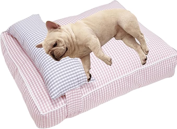Dog Bed for Small Dogs, Dog Mattress with Pillow for Crate Kennel, Sofa Dog Bed, Super Soft Pet Bed for Medium, Small Dogs Breeds,Pet Bed Puppy Bed,Beds & Furniture (Pink,Medium)