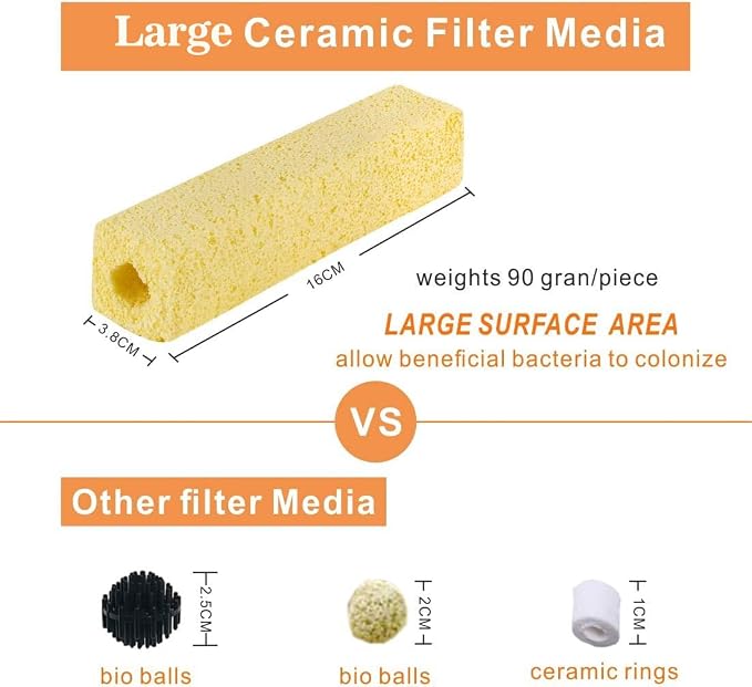 hygger 6.2-Inch Long Aquarium Bio Media Ceramic Filter Media Blocks