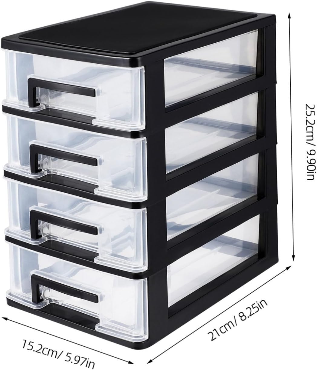 SEWACC 4 Layer Plastic Drawers, Desktop Organizer with Transparent Drawers