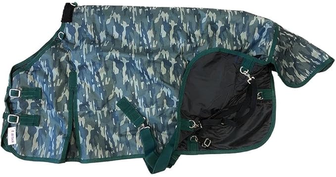AJ Tack 1200D Waterproof Winter Pony Blanket - 300g Heavyweight Turnout with Fleece Collar, Shoulder Gussets & Tail Flap - Turquoise 54"