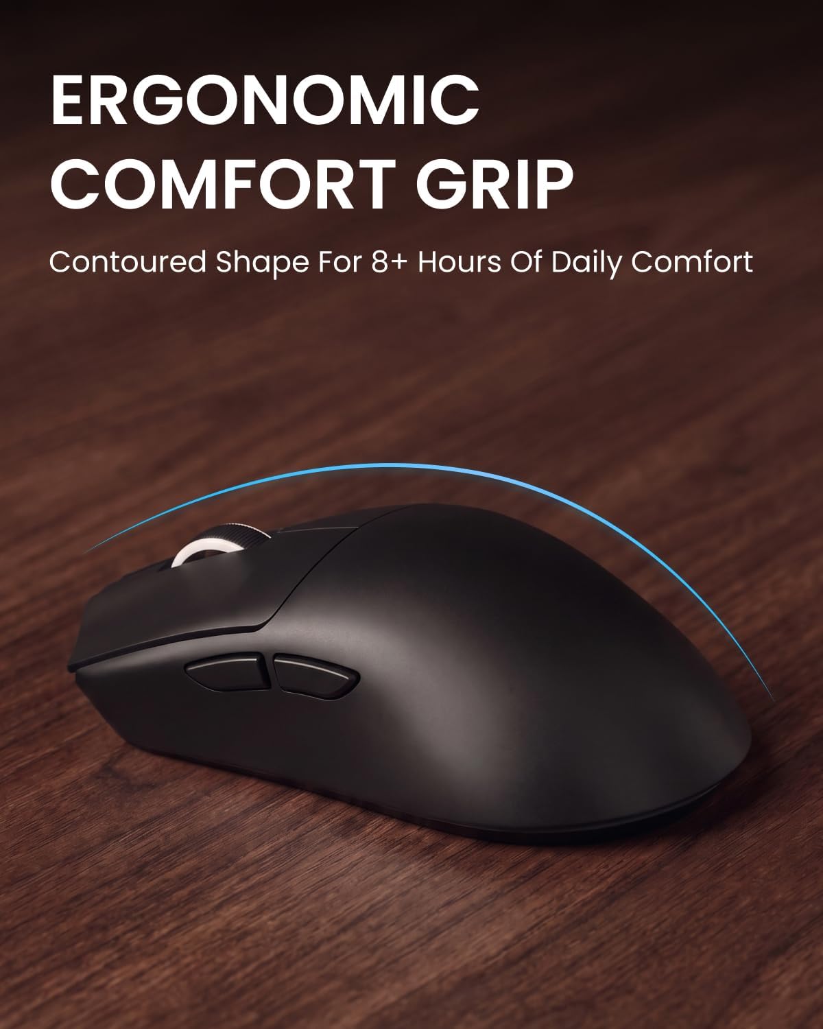Wireless Keyboard and Mouse Combo with Blue Backlit, Rechargeable-Black