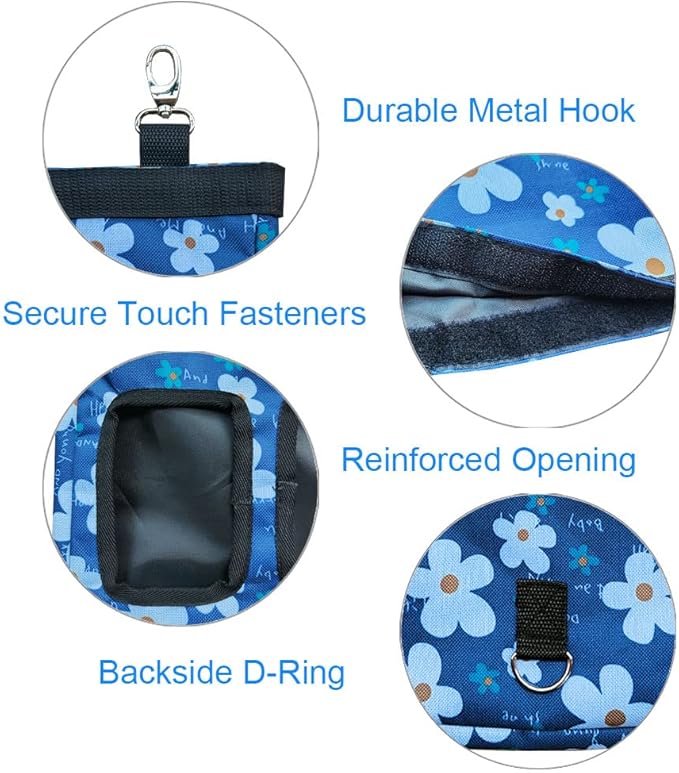 Guinea Pig Hay Feeder, Hanging Rabbit Hay Feeder Bag for Guinea Pigs Bunnies Chinchillas. Little Flower + Blue Flower，2 Count