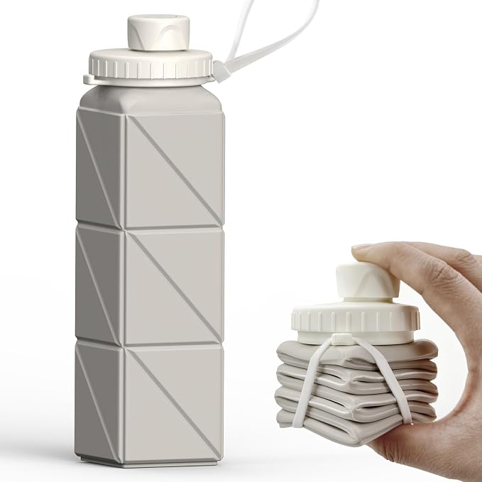 BEAUTAIL Collapsible Water Bottles 21oz/610mL, Silicone Travel Water Bottle |