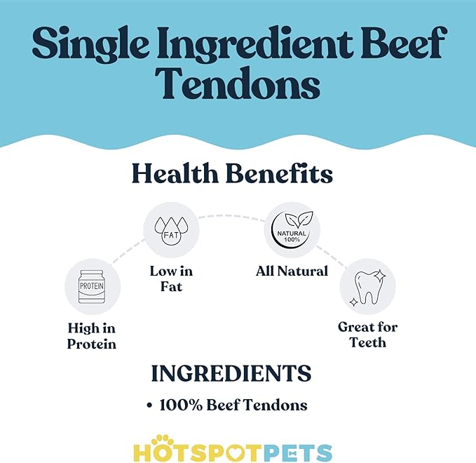 hotspot pets Beef Tendon Chews for Dogs (10 Pack) - Made in USA - 8 Inch All Natural, Free-Range, Grass-Fed Premium USDA Gambrol Beef Tendon Stick Treats, Great for Joint Health