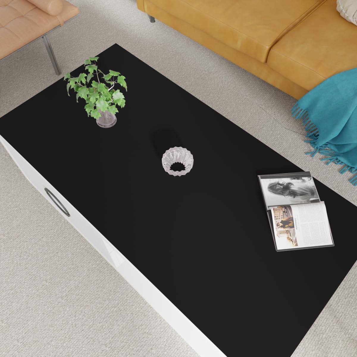 Table Mat - 24x36 Inch Waterproof Anti Overflow Can Cover Up Defects Protect the Surface of Furniture from Scratches Can Be Used for Office Coffee Table Dorm(Black+Gray 24x36)