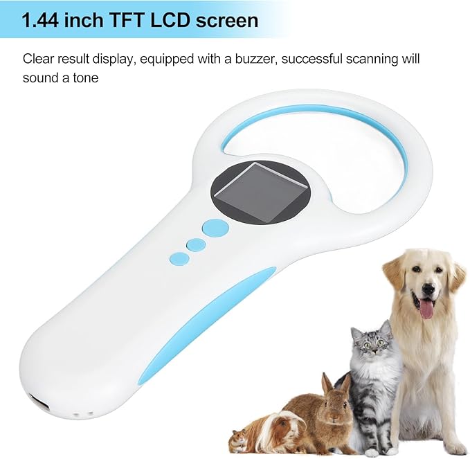Semme Pet Microchip Reader with Multi Connection Modes USB .44" TFT LCD Supports 134.2KHz 125KHz