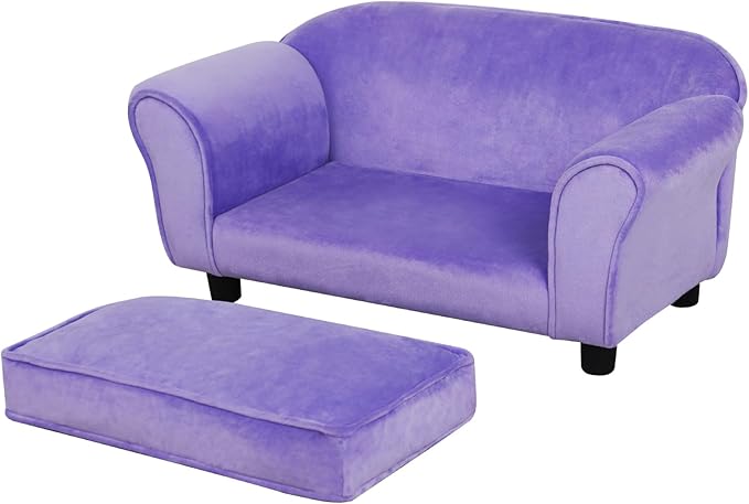 Getifun Small Dog Sofa Bed, Velvet Cat Couch with Washable Cushion & Plastic Legs (29 x 16 x 12.7 inches (Purple)