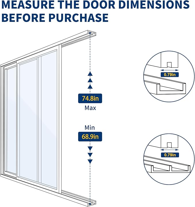 Docred Dog Door for Sliding Glass Door, 74 13/16" to 80 11/16" Adjustable Height Doggy Door for Sliding Doors, Pet Door Insert with Lock for Medium-Sized Dogs,White