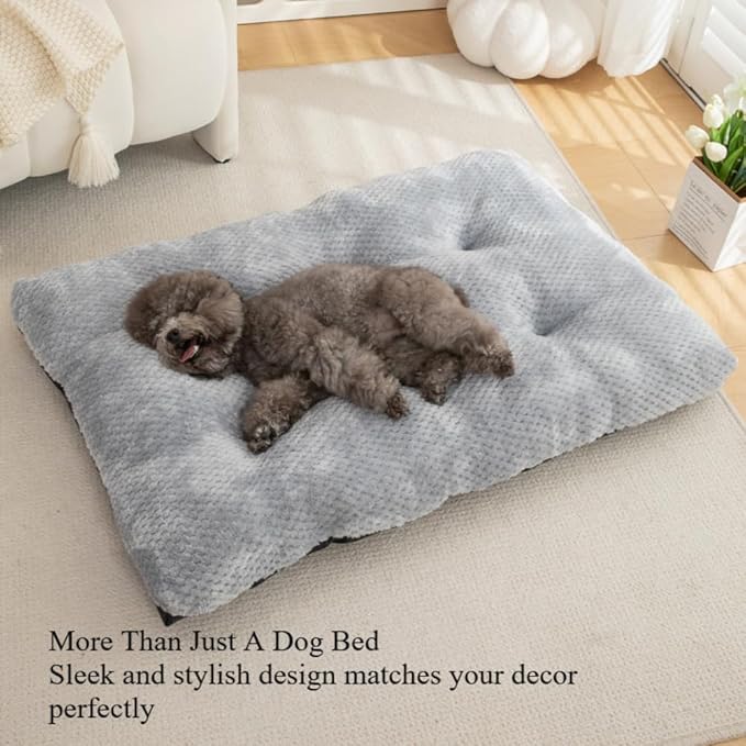 Washable Dog Bed for Large Breeds, Extra Cushioned Crate Mattress with Removable Fluffy Cover, Non-Slip Orthopedic Pet Pad, Machine Washable Kennel Mat(Brown,XXXL)