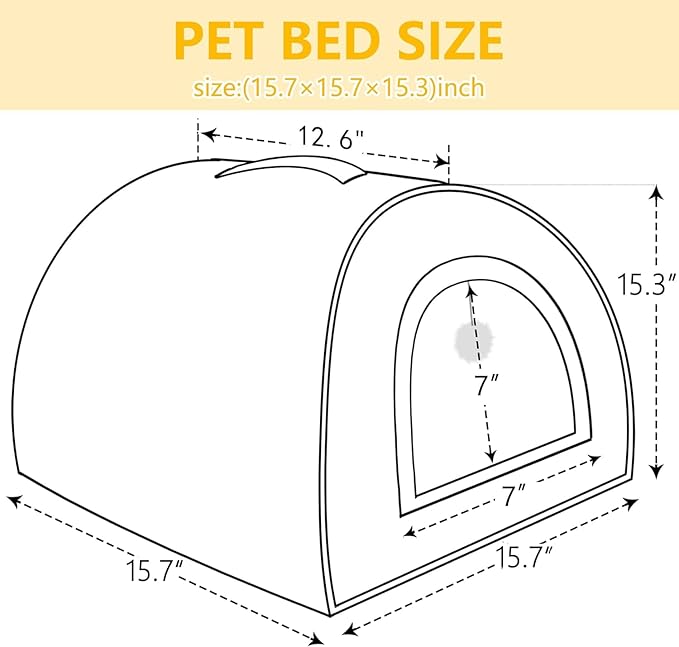 Cat Bed for Indoor Cats，Foldable cat cave，Anti-Slip & Water-Resistant Bottom，cat Houses for Indoor Cats or Small Dogs, Kitten Tent, Rabbit Bed (Dark Grey, L:(17.5"×16.9"×15.9"))