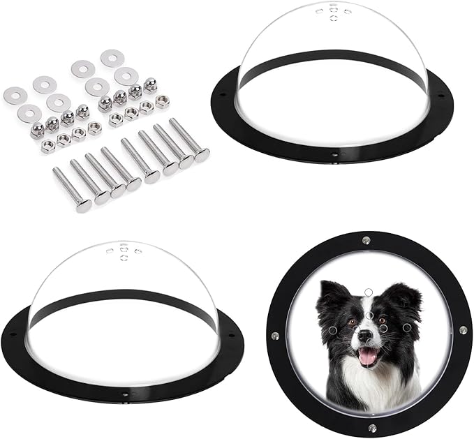 Dog Fence Window,12.4’ Acrylic Clear Pet Dome View with Air Holes Playground Doggie Wood Fence Window Bubble Peek Window for Dog and Cats Deep 4.7 Inch(XL)