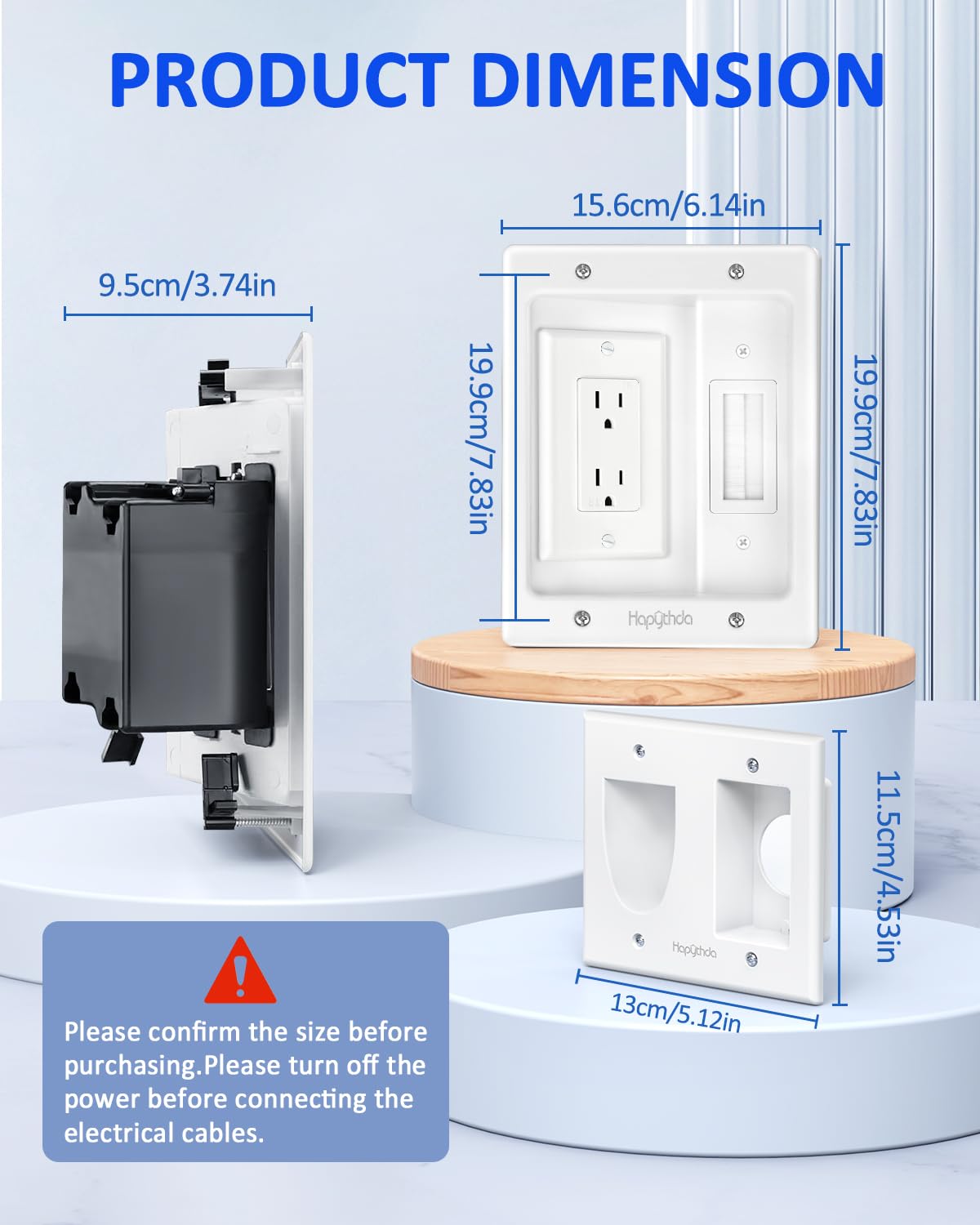 in Wall Cable Management Kit for TV, Recessed Outlet with TV Cable Hider Wall Kit, Cord Hider for Wall Mounted TV, Cable Management Box for Home & Office Theater System, White