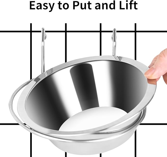 2PCS Kennel Water Bowl Hanging, Stainless Steel Puppy Bowls for Small Dog Cage, Kennel, Crate, Catio Accessories, Dog Crate Water Bowl Dish Feeder Food Holder No Spill (20oz/2.5cups)