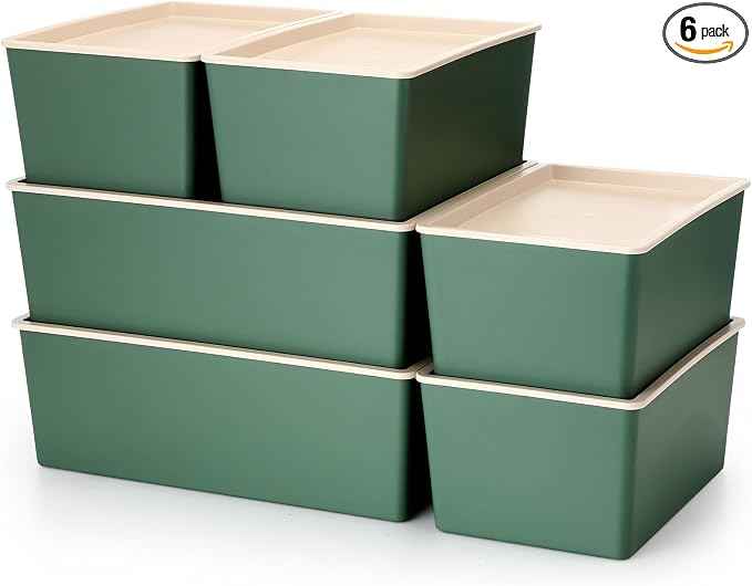 Menkxi 6 Pcs Large and Small Plastic Storage Bins