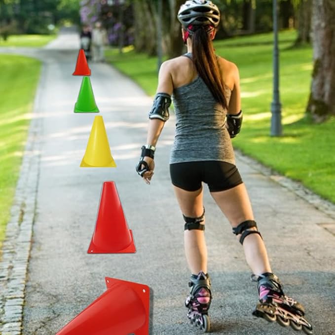 7 Inch Plastic Traffic Cones Sport Training Agility Marker Cone for Soccer, Skating, Football, Basketball, Indoor and Outdoor Games