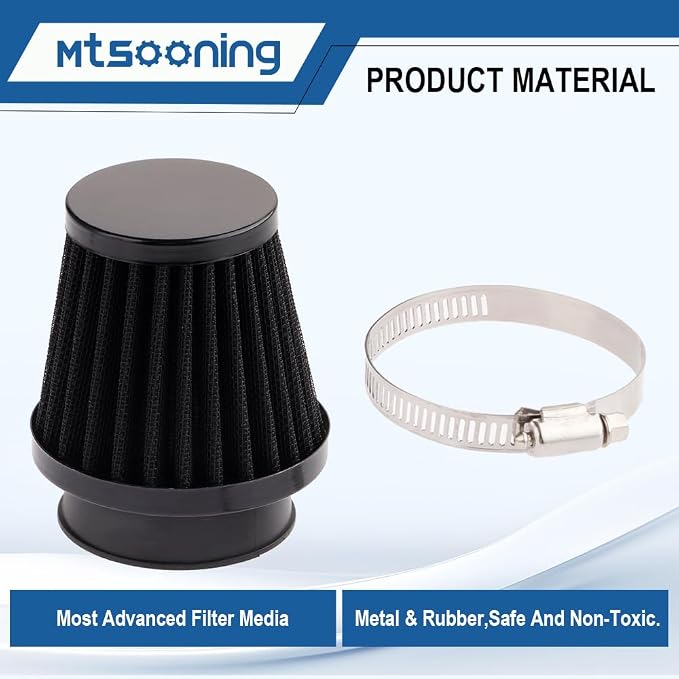 Mtsooning Universal Air Filter, 50mm Motorcycle Cone Intake Breather Cleaner