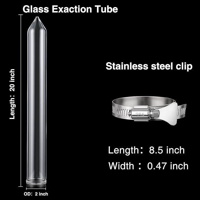 Chunful Glass Extractor Extraction Filter Tube 20" Long 50mm Diameter Thick and