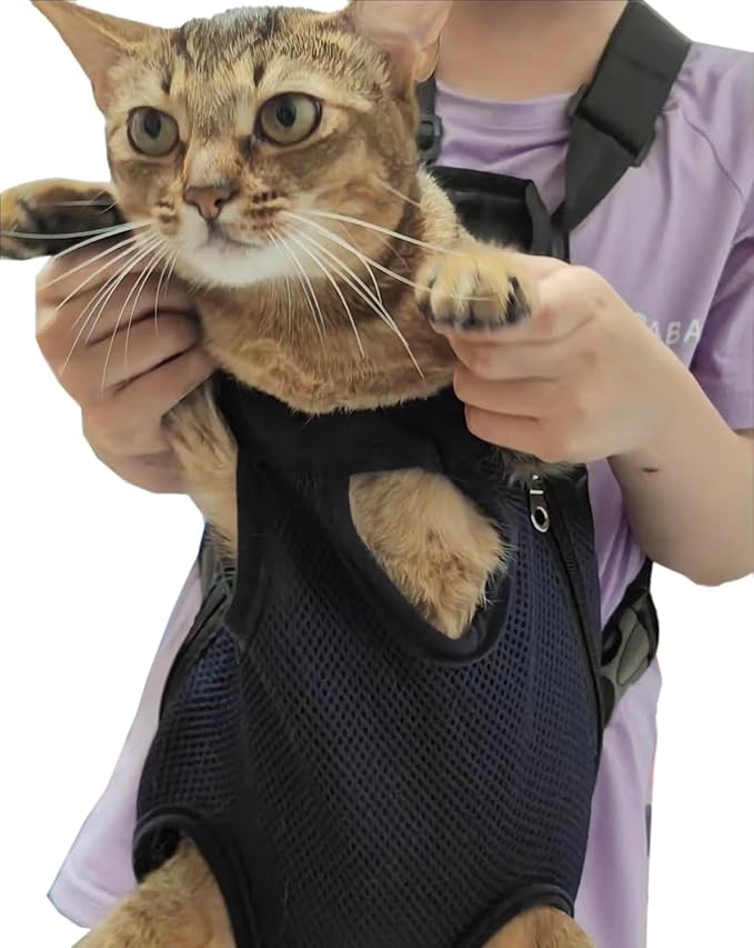 Pet Carrier Backpack - Adjustable Pet Front Cat Dog Carrier Backpack Travel Bag,Legs Out,Easy-Fit for Traveling Hiking Camping for Small Medium Dogs Cats Puppies. (Black, Medium)