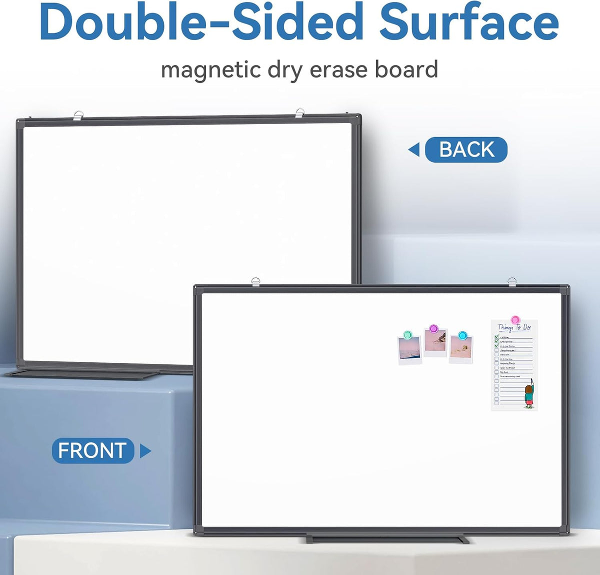 Magnetic Dry Erase White Board 30" x 20" Aluminum Frame Black