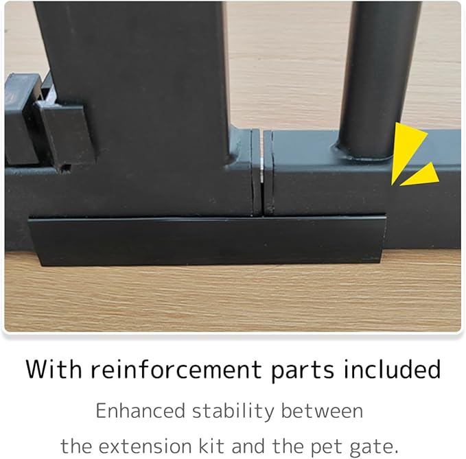 Lumizone Extra Tall Cat Gate Extension Kit 61.02" High Pressure Mounted 8.27" Extra Wide 1.37" Gap No Drilling Tall Pet Gate for Dogs (Black, 61.02" H x 8.27" W, Extension)